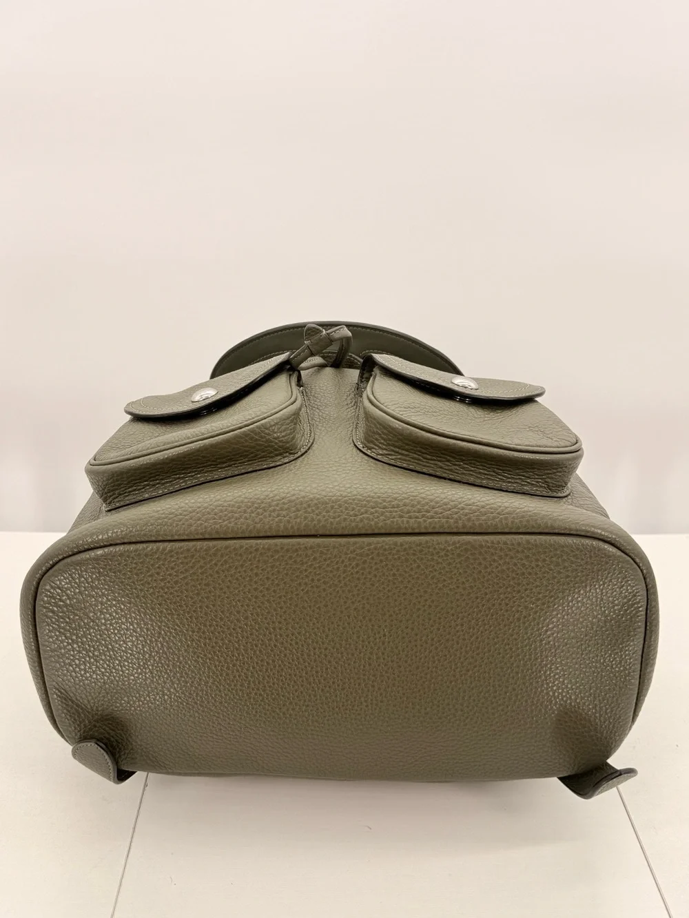 COACH Pebbled Leather Pennie Drawstring Backpack Olive Green